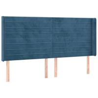 vidaXL Hoofdbord met randen 163x16x118/128 cm fluweel donkerblauw, hoofdeinde, houten hoofdeinde, bedonderdeel, houten hoofdbord, slaapkamermeubel