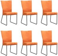 Set van 6 Oranje leren industriële eetkamerstoelen Mate - Kenia Leer Rost (oranje leer)