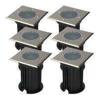 6x Ramsay dimbare LED Grondspot Vierkant RVS excl. lichtbron IP67 straal waterdicht 3 jaar garantie Grondspot buiten 230V