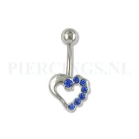 Navelpiercing open hart blauw - thumbnail