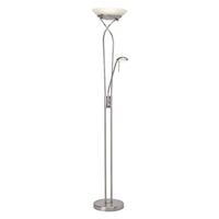 BRILLIANT lamp Ollie LED uplighter leesarm ijzer/wit | 1x 18W LED geïntegreerd SMD, 1600lm, 3000K | Schijnwerpers en leesarm instelbaar via draaidimmer | Lengte van de toevoerleiding: ca. 1,8 m