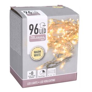 Kerstverlichting 96 warm witte lampjes op batterij 700 cm met timer