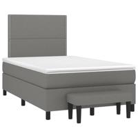 vidaXL Boxspring met matras stof donkergrijs 120x190 cm, pocketveringbed, slaapmeubel, boxspring bed, bed, boxspringbed, eenpersoonsbed