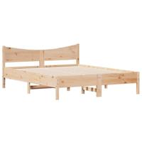 vidaXL Bedframe met hoofdbord massief grenenhout 160x200 cm, bed, slaapkamermeubel, houten bed, tweepersoonsbed, houten bedframe, bedbodem
