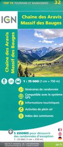 Fietskaart - Wandelkaart 32 Chaine des Aravis - Massif des Bauges | IG