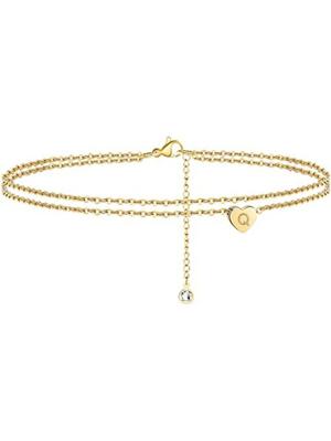 strand Dubbele Keten Hart Brief Enkelbandje strand Dubbele Keten Hart Brief Enkelbandje