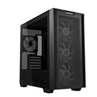 ASUS A21 Plus TG ARGB Black microATX pc-behuizing (vooraf geïnstalleerde ARGB-ventilatoren, mesh frontpaneel, compatibel met moederborden met verborgen aansluitingen, 360 mm radiatoren, 380 mm