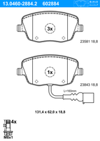 Remblokkenset, schijfrem ATE, u.a. für Skoda, VW, Seat