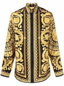 Versace chemise en soie à imprimé baroque - Noir