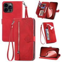 Google Pixel 7 Pro hoesje - Bookcase - Koord - Pasjeshouder - Portemonnee - Bloemenpatroon - Kunstleer - Rood