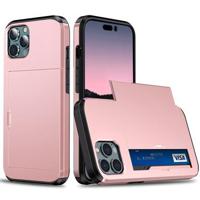 iPhone 15 Pro Hybrid Case with Sliding Card Slot - Rose Gold - thumbnail