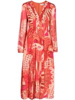 Rixo robe mi-longue Camellia à motif en jacquard - Rouge