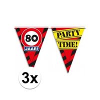 3x Versiering 80 jaar slingers 10 meter   - - thumbnail