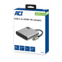 ACT AC7022 USB-C naar HDMI female adapter met PD Pass-Through 60W, 4K, USB-A - thumbnail