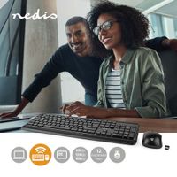 Nedis KBMCW100BKDE Muis En Toetsenbord - Set Draadloos Muis- En Toetsenbordverbinding: Usb 800 / 1200 / 1600 Dpi Instelbare Dpi Qwertz Duits - thumbnail