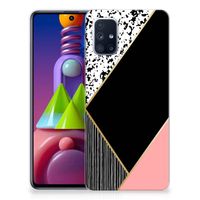 Samsung Galaxy M51 TPU Hoesje Zwart Roze Vormen