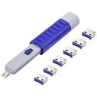 Renkforce RF-4714586 USB-A-poortslot Set van 6 stuks Zilver, Blue Incl. 1 sleutel - thumbnail