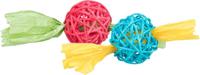 Trixie Set rotan ballen met papieren lint assorti - thumbnail