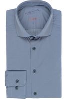 Pure Functional Slim Fit Jersey shirt middenblauw, Effen - thumbnail