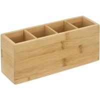 Make-up organizer - 22,5 x 7 cm - bamboe 4-vaks - rechthoek