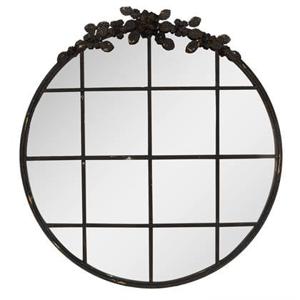 Clayre & Eef Spiegel 81 cm Zwart IJzer Glas Rond Wandspiegel