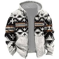 Tribal Grafische prints Voor heren Sport 3D-afdrukken Hoodie met rits Feestdagen Vakantie Streetwear Hoodies Wit blauw Lange mouw Capuchon Zak Afdrukken Lente Herfst Ontwerper Sweatshirt met Lightinthebox - thumbnail