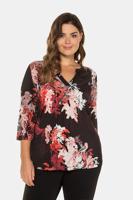 Ulla Popken Shirt, slinky, vogeldessin, 3/4 mouwen - Grote Maten