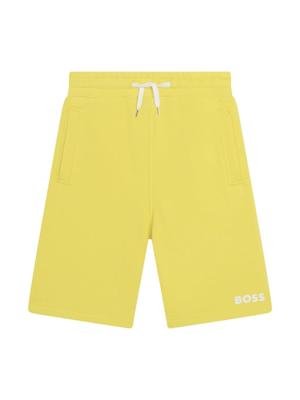 BOSS Kidswear Trainingsshorts met logoprint - Geel