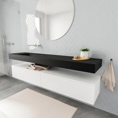 Zaro ALAN vrijhangende wastafel 200cm met wasbak Enkel links en onderkast in kleur Wit mat 2 lade(s) Zaro ALAN vrijhangende wastafel 200cm met wasbak Enkel links en onderkast in kleur Wit mat 2 lade(s)