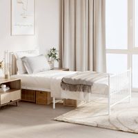 Bedframe met hoofd- en voeteneinde staal wit - thumbnail