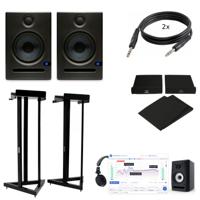 Presonus Eris E5 (2x) + statieven + monitorkalibratie + pads + kabels