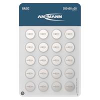 ANSMANN Basic 20x CR2450 knoopcel lithiumbatterijen 3V / Hoge kwaliteit batterijen/Ideaal voor keukenweegschalen, autosleutels, meetapparaten, afstandsbedieningen, enz.
