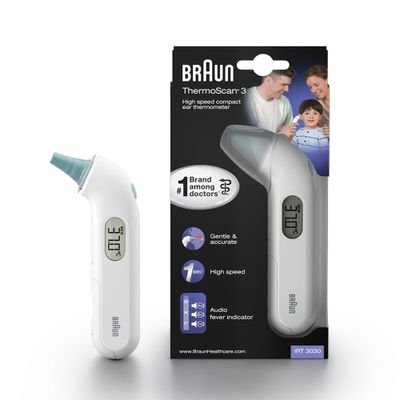 Braun ThermoScan® 3 Infrarood koortsthermometer Met koortsalarm, Voorverwarmde meetpunt