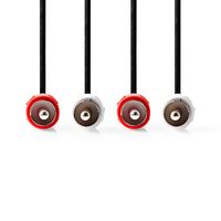 Nedis Stereo-Audiokabel | 2x RCA Male | 2x RCA Male | Vernikkeld | 10.0 m | Rond | Rood / Wit | Label - CAGL24200BK100 - thumbnail