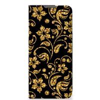 OnePlus Nord CE 2 5G Smart Cover Gouden Bloemen - thumbnail