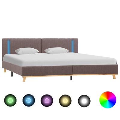 vidaXL Bedframe met LED stof taupe 180x200 cm