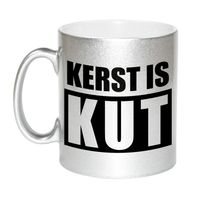 Kerst is kut cadeau zilveren mok/beker Kerstmis 330 ml   -