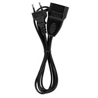 REV Euro verlengkabel 2 m stroomkabel type C, verlengkabel, eurostekker, stroomkabelverlenging, zwart