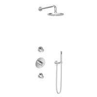 Regendoucheset Inbouw Hotbath Laddy Get Together 20cm Rond Glans Chroom Thermostaatkraan met Handdouche