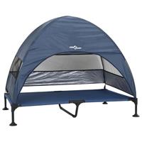 vidaXL Verhoogd hondenbed met afneembaar dak - Marineblauw - XL - Staal