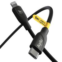 Aqiila Cablebird CB21 Oplaadkabel voor iPhone, USB-C Lighting [MFi-gecertificeerd], 30 W, 480 Mbps, PD-technologie, 1 meter gevlochten snellaadkabel, voor iPhone USB C naar Ligthing, zwart