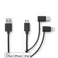 3-in-1-Kabel | USB 2.0 | USB-A Male | Apple Lightning 8-Pins / USB Micro-B Male / USB-C© Male | 48 - thumbnail