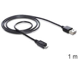 Delock 83366 Kabel EASY-USB 2.0 Type-A male > USB 2.0 Type Micro-B male 1 m zwart