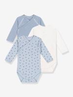 Set van 3 rompertjes met lange mouwen PETIT BATEAU leiblauw - thumbnail