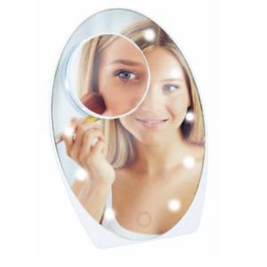 LED make-up spiegel met vergrootglas en zuignap - 15 x 21 cm - 5x zoom