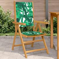 Tuinstoelen 2 st bladpatroon massief acaciahout en stof