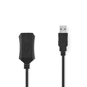 Nedis CCGL60EXTBK200 Actieve Usb-kabel Usb 2.0 Usb-a Male Usb-a Female 480 Mbps 20.0 M Rond Vernikkeld Pvc Koper Label