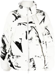 Y-3 paint splatter-print puffer jacket - Tons neutres