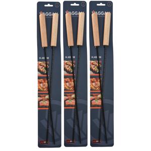 BBQ spiezen - 6x stuks - metaal - 48 cm - vleespennen voor vlees - barbecue accessoires