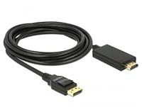 Kabel Displayport 1.2 stekker > HDMI-A stekker 3 m zwart 4K Delock